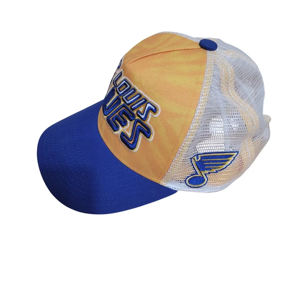 NHL St. Louis Blues Youth Trucker Hat Yellow Blue Tie Dye Snapback Cap Boys 8-20